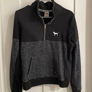 Victorias Secret PINK Love Pink Quarter Zip Medium Black & Gray